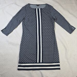 George Navy Blue Geometric Cut-Out Slit Sleeve Dress